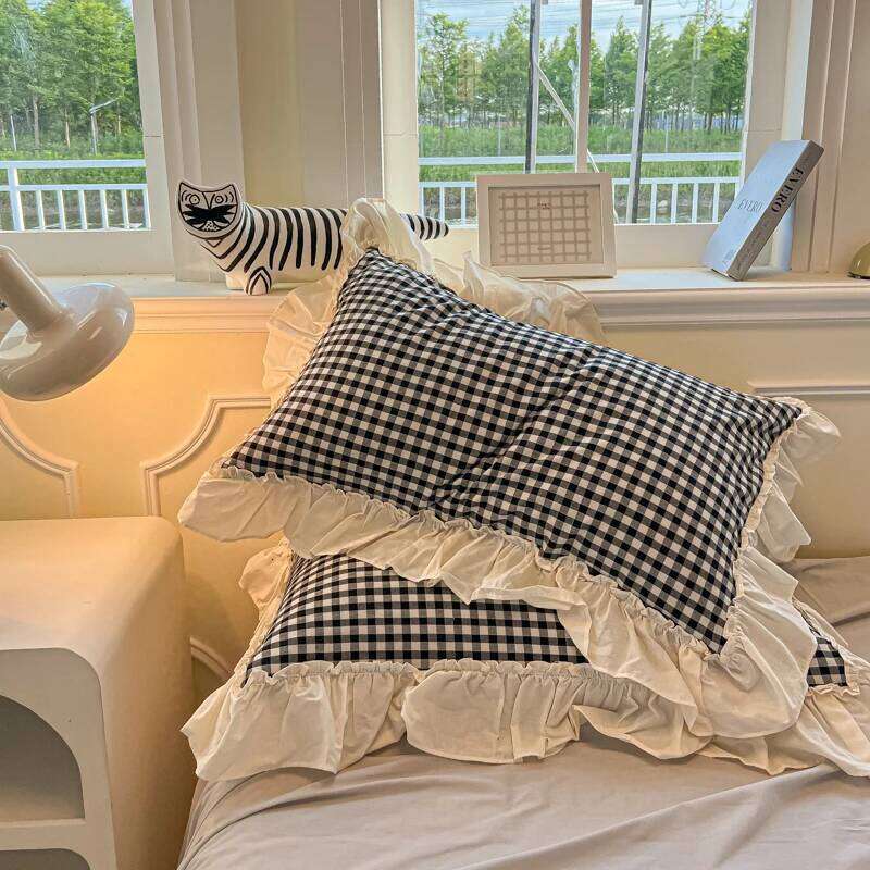 Korean Princess Bedding Set Soft Skin-friendly Ruffles Quilt Cover Plaid Style Duvet Covers Bed Sheet Pillowcases 3/4Pcs H260312