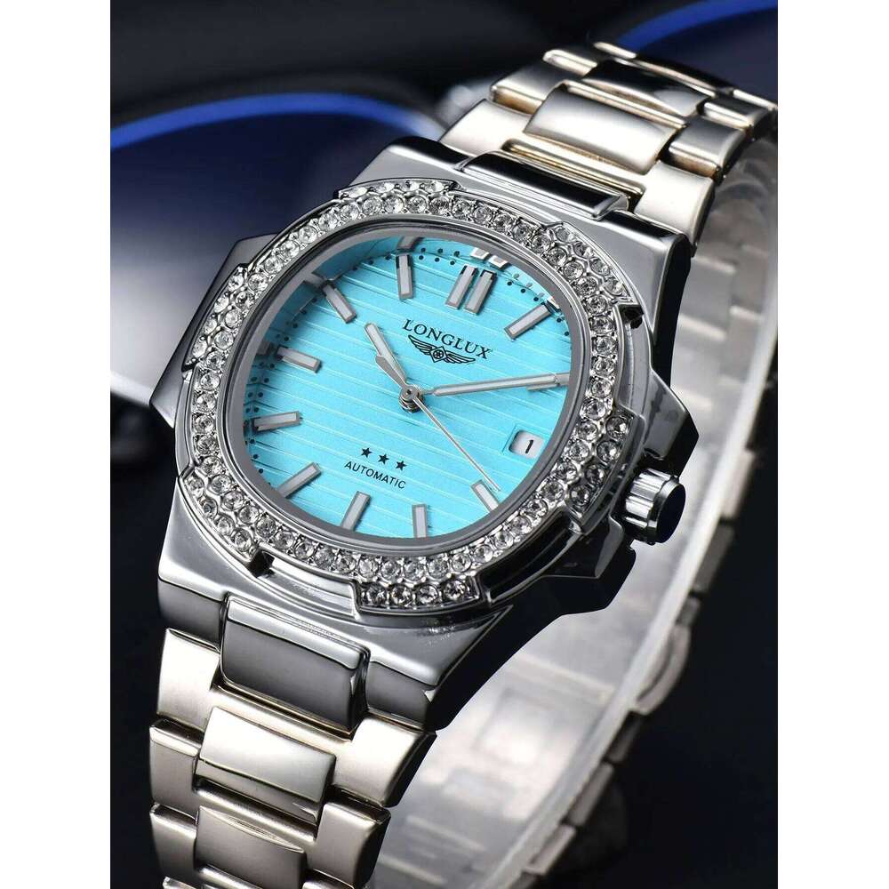 LONGLUX automatic diamond luxury stainless steel wholesale mechanical watches day date waterproof man watch