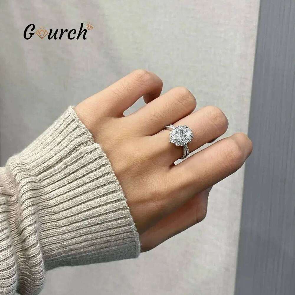 Gourch 1CT D Color Oval Moissanite Ring with 925 Sterling Silver Wedding Engagement Anniversary Band Jewelry Gifts for Women H260312