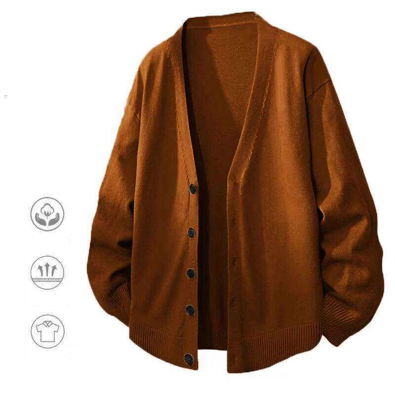 Animal Game V Neck Sweaters Casual Button Men's Cold Blouse Knitwear Outdoor Knit Long Cardigan Men Streetwear