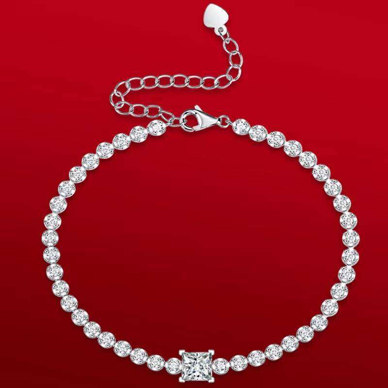 Sterling Sier 1ct Silicon Stone Tennis Chain Women's Bracelet