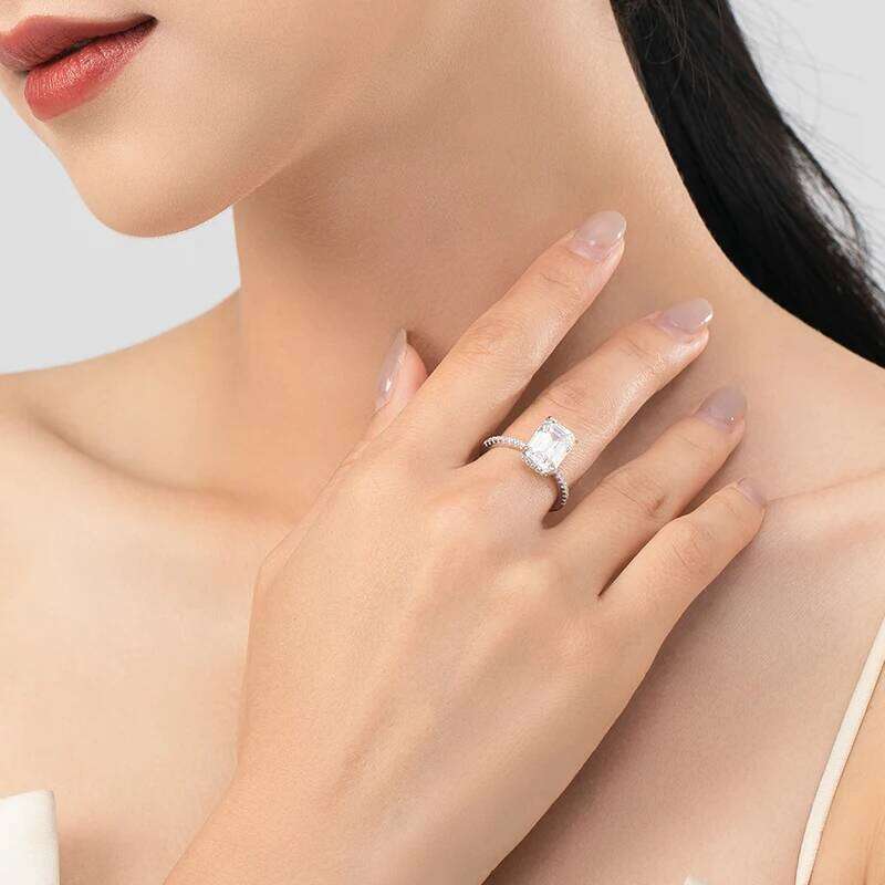 Ailmay 925 Sterling Silver Pagoda Cutting Rectangle 5A Zirconia Finger Ring For Women Wedding Banquet Jewelry Gift H260312