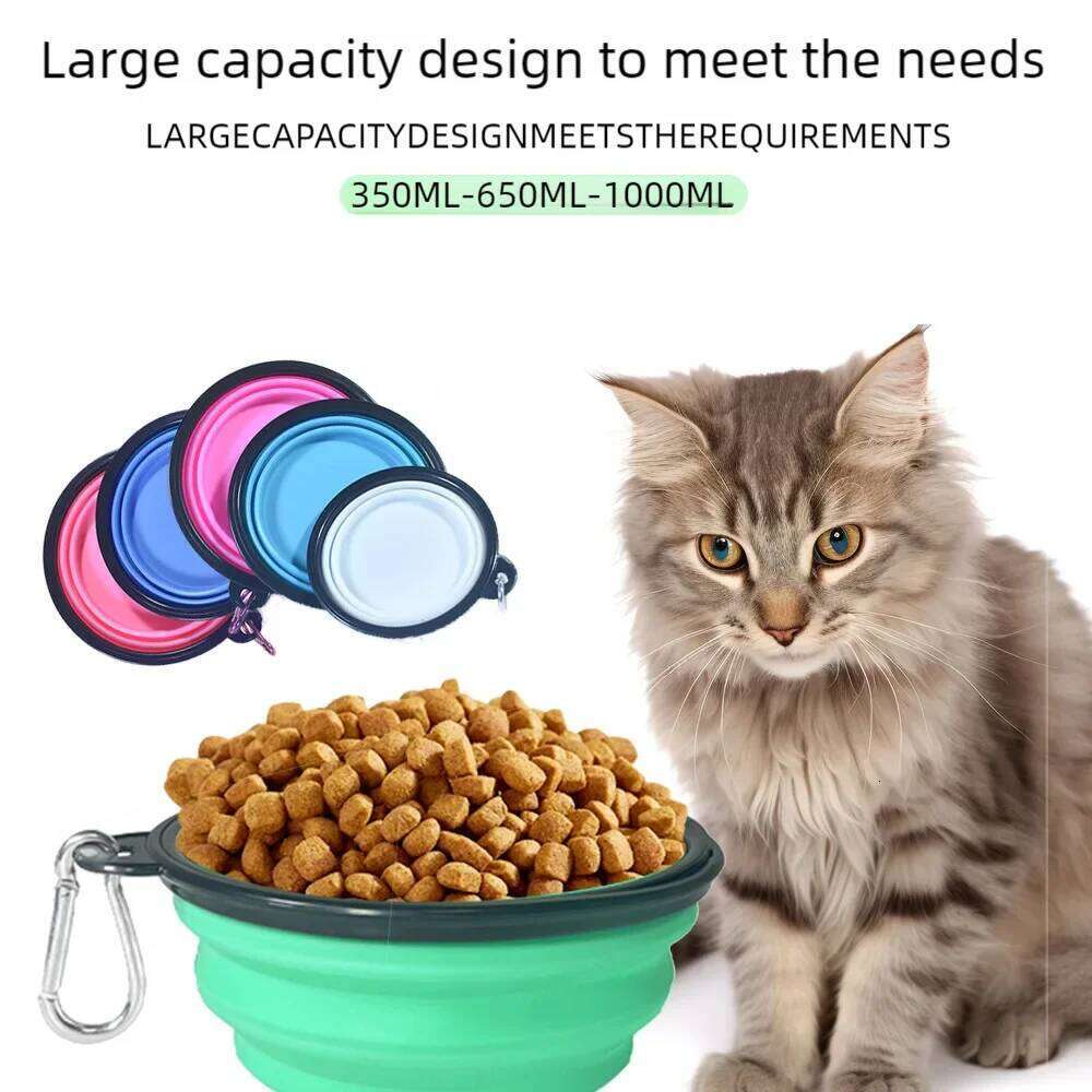 350 650 1000Ml Collapsible Dog Bowl Silicone Pet Feeder Portable Outdoor Travel Puppy Food Water Dish Safe For Small Medium Dogs 26Y0312