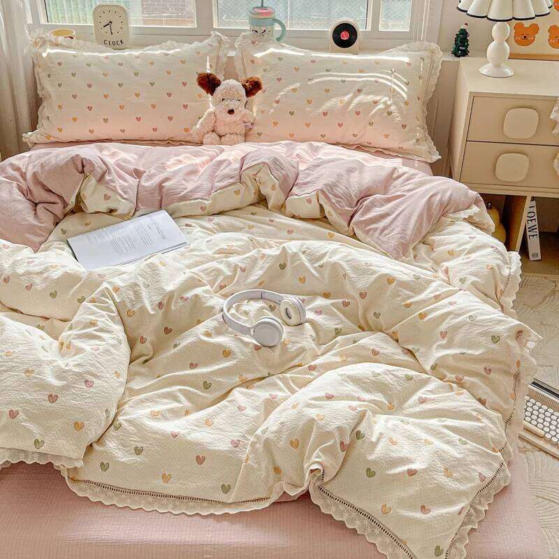 2025 New Bedding INS Princess Soft Flat Sheet Set Twin Queen Double Size Cotton Lace Duvet Cover Pillowcase Bed Linen H260312