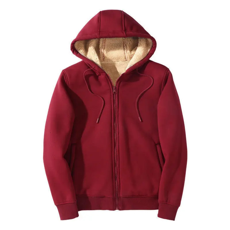 Winter Windproof Hoodie - Mens Sherpa Lined Sweatshirt Thermal Zip Up Outerwear Streetwear S-5XL 260311