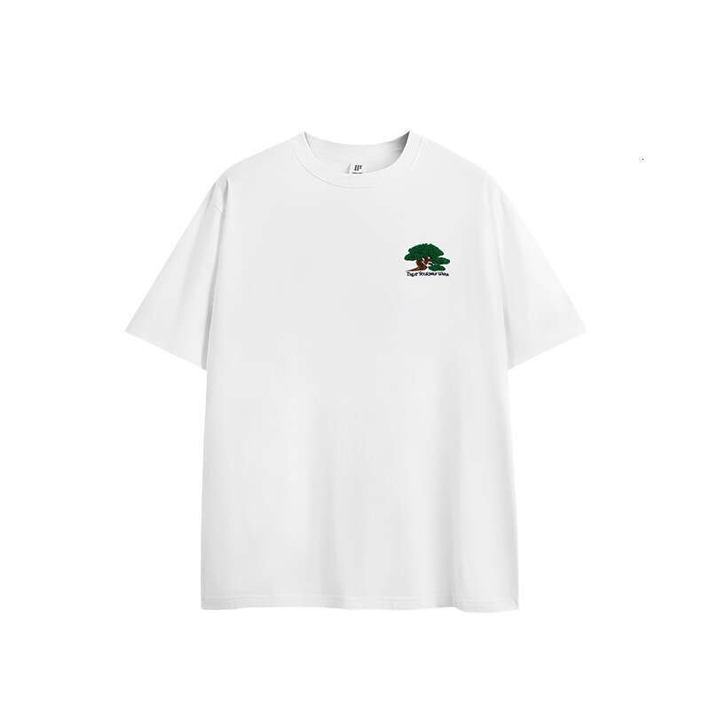 Heavyweight Trendy Brand Embroidered Trendy High Street New Chinese Handsome Round Neck Top Loose Versatile Pure Cotton Top