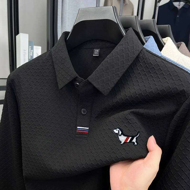 luxury men's new high quality long sleeves Polo shirt lapel embroidery jacquard brant T-shirt business fashion leisure Mens wear