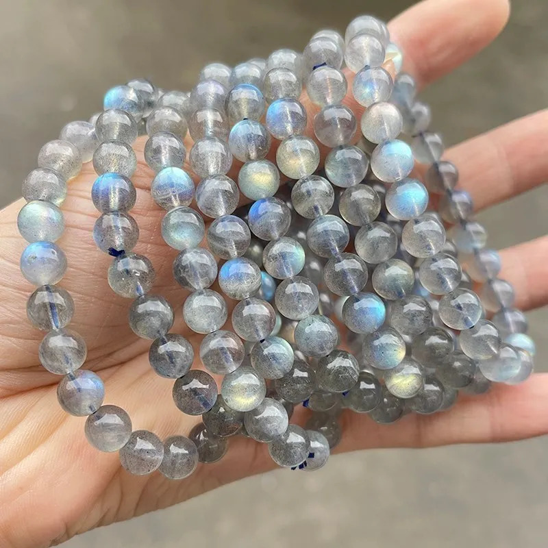 JD 5A Natural Gray Moonstone Bracelets Women Men Charm Labradorite Stone Blue Light Gems Bead Bangles Friendship Jewelry Gift 260302