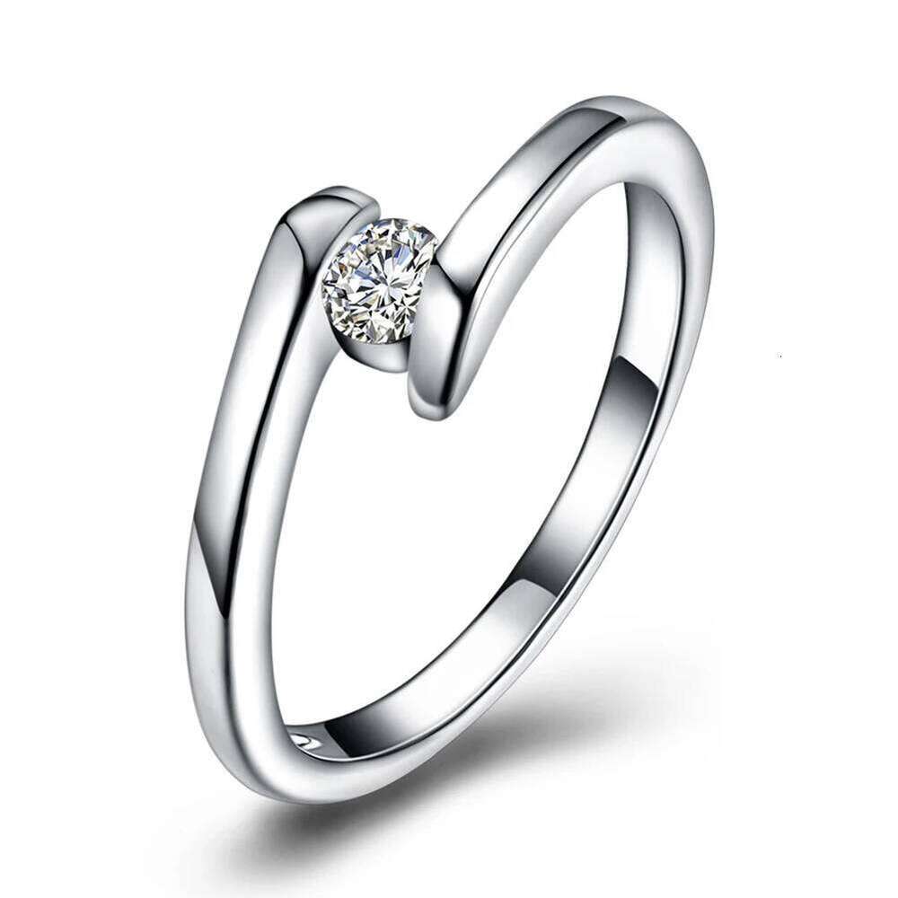 DOTEFFIL 925 Sterling Silver Simple AAAAA Zircon Ring For Woman Fashion Wedding Engagement Party Gift Charm Jewelry H260312