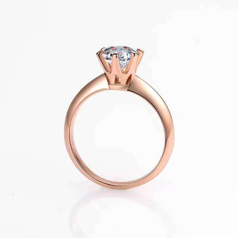 18K Rose Gold Solitaire 1.5ct Created Diamond Ring Party Wedding Band Rings for Women Bridal Engagement Jewelry Gift H260312