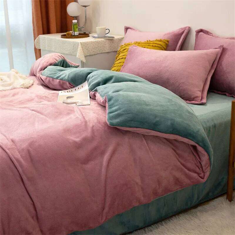 Ultra-thick Flannel Fleece King Size for Winter Warm Flocked Queen Duvet Cover Set Single Double Plush Bedding Sets H260312