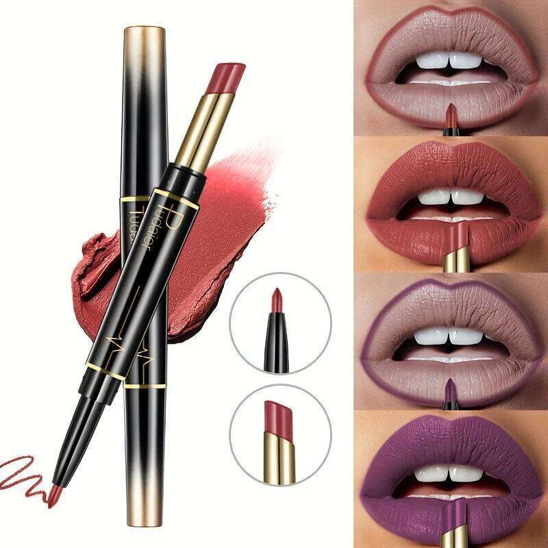 1PC 2-in-1 Dual End Matte Liner Lipstick Pencil - Long-Wear Smudge-Proof Velvet Lip Contour, Define & Fill W260311