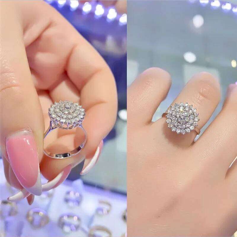 Huitan Aesthetic Female Newly Flower Designed Luxury Inlay AAA CZ High Quality Fashion Wedding Bands Ring Jewelry for Women H260312