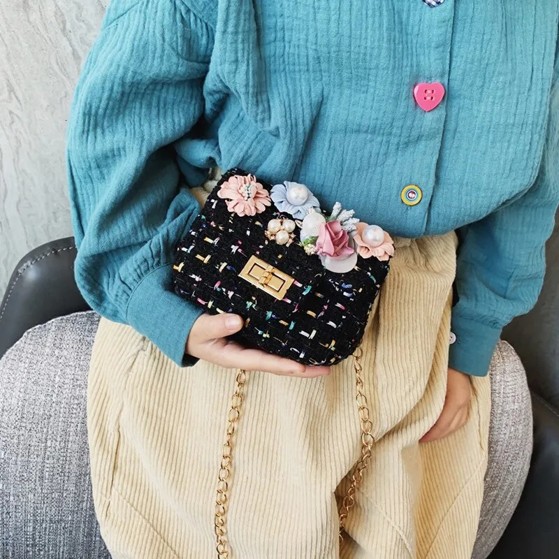 Bear Leader Fashion Childrens Bag Cute Baby Girls 3D Flowers Handbag Waist Bags Small Square Hasp Chain 260311