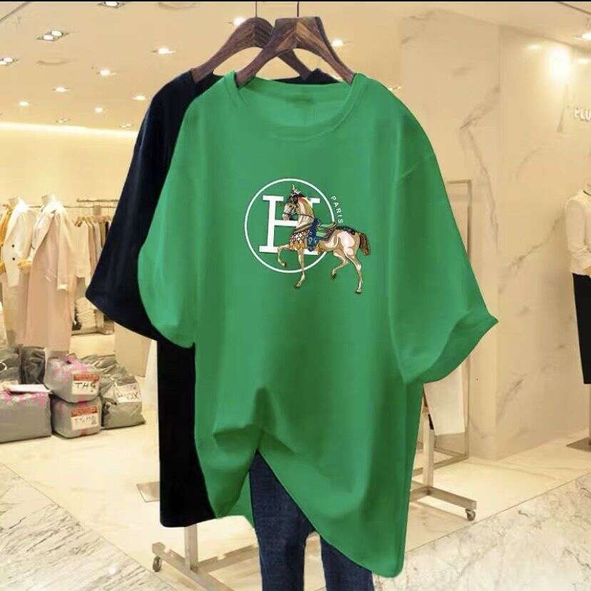 Pure Cotton Pink Letter Print Short-Sleeve T-Shirt For Women, Loose And Long Style Spring-Summer New European Style Oversized Trendy Top Ins Asia Size