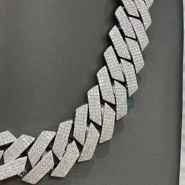 Elegant Polished 925 Sterling Silver Gold Plated Moissanite Diamond Cuban Chain Custom Jewelry Thick Heavy Links Necklace Mens