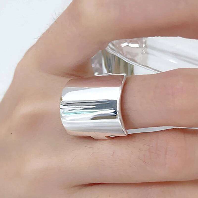 Minimalist 925 Sterling Silver Smooth Ring for Women Couple New Fashion Creative Width Geometric Handmade Birthday Party Jewelry H260312