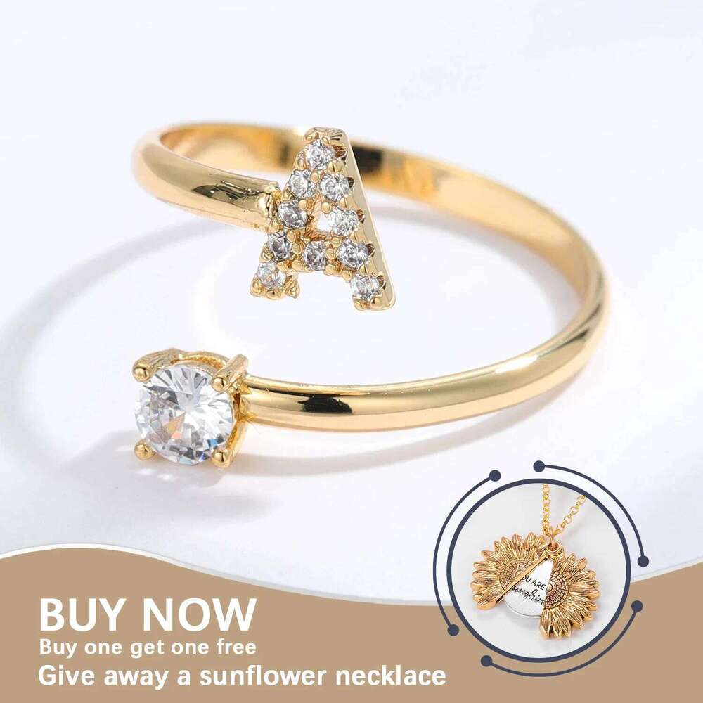 New Design Fashion Pav CZ Adjustable A-Z26 Initial Letter Ring For Women Simple Elegant Jewelry Friendship Party Gift Wholesale H260312