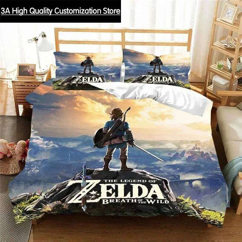 Z-Zelda Pattern Quilt Pillowcase Two or Three Piece Multi Size Comforter Set Duvet Cover Bedding Sets