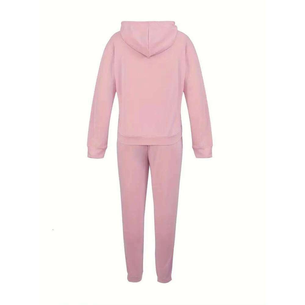 Women's autumn and winter fashionable casual eyelash eye pattern printed thick warm hooded sweatshirt+sports pants set C260312