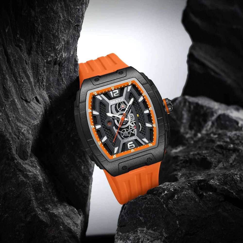 NIBOSI for Analog Waterproof Fashion Punk Chronograph Mens Watches Luxury Skeleton Sport Men Watch