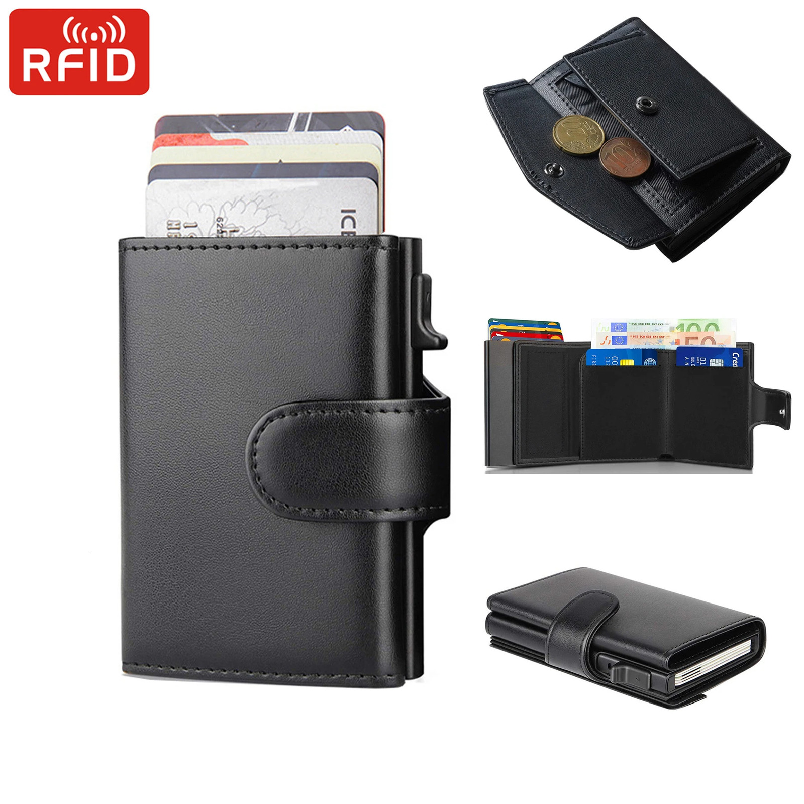 Rfid Microfiber Leather Men Wallets Fashion Card Holder Trifold Wallet Money Bags Smart Slim Thin Coin Pocket Wallet Purse 260304