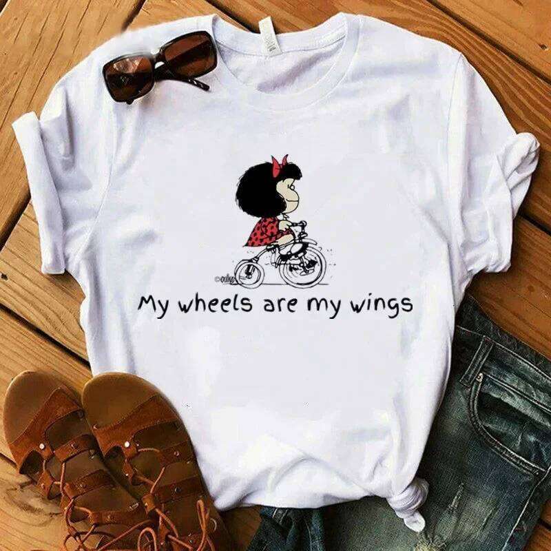 PAZ Mafalda or QUIERO Cafe Printed Women New Harajuku Female T-shirts Clothing Camisas Mujer Girls Top Tee Z260312