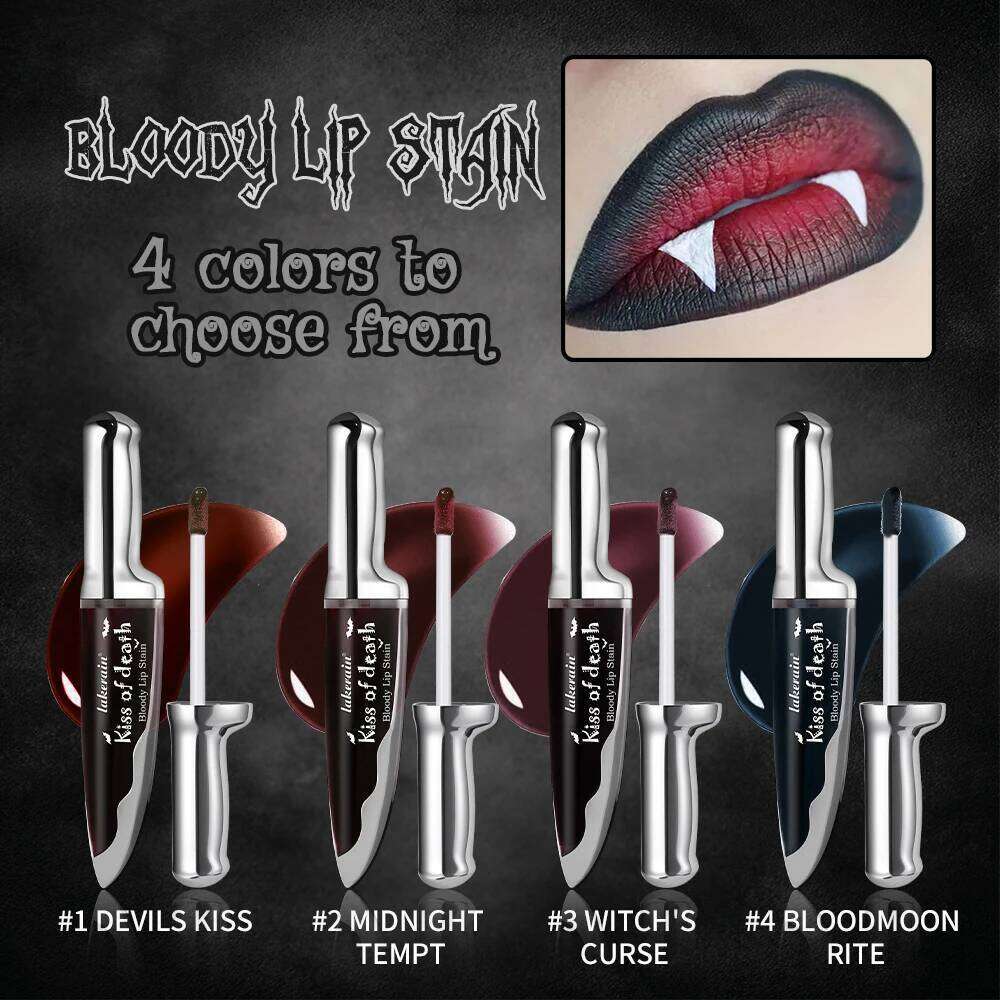 Lakerain Fake Bloody Stain Gel-like Waterproof Spill-proof Long Lasting Matte Tinting Halloween Party Lip Cosmetics W260311