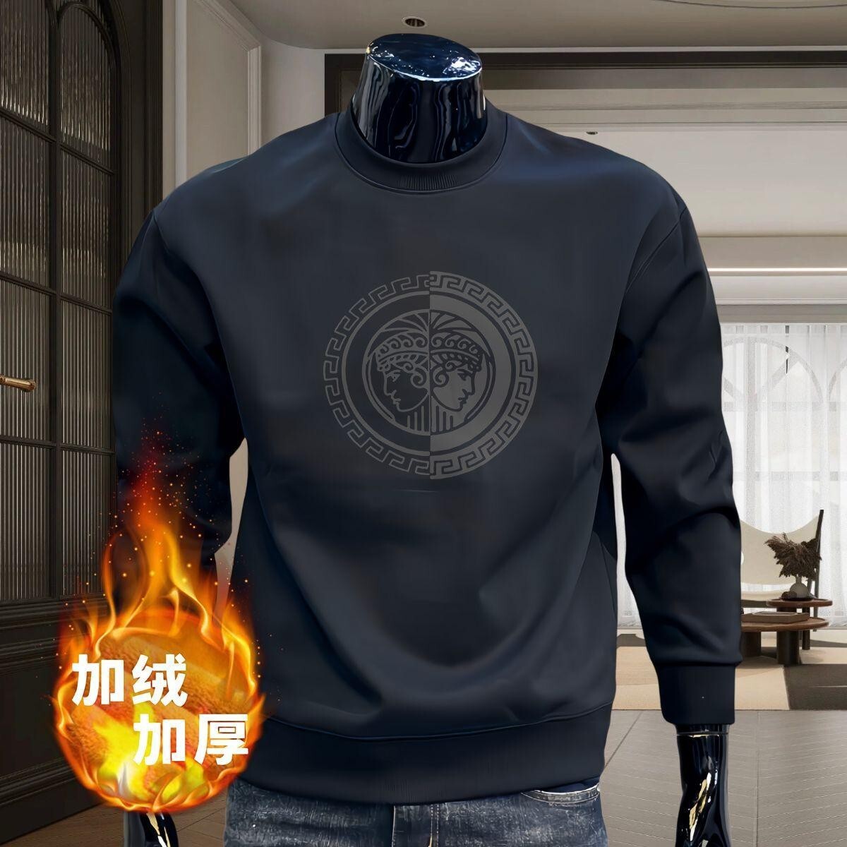 Trendy Round-neck Pullover Swetshirt For Men Utumn Designer Hoodie Nd Winter Fshion Printed Csul Top Long-sleeved Fleece-lined Bse Shirt