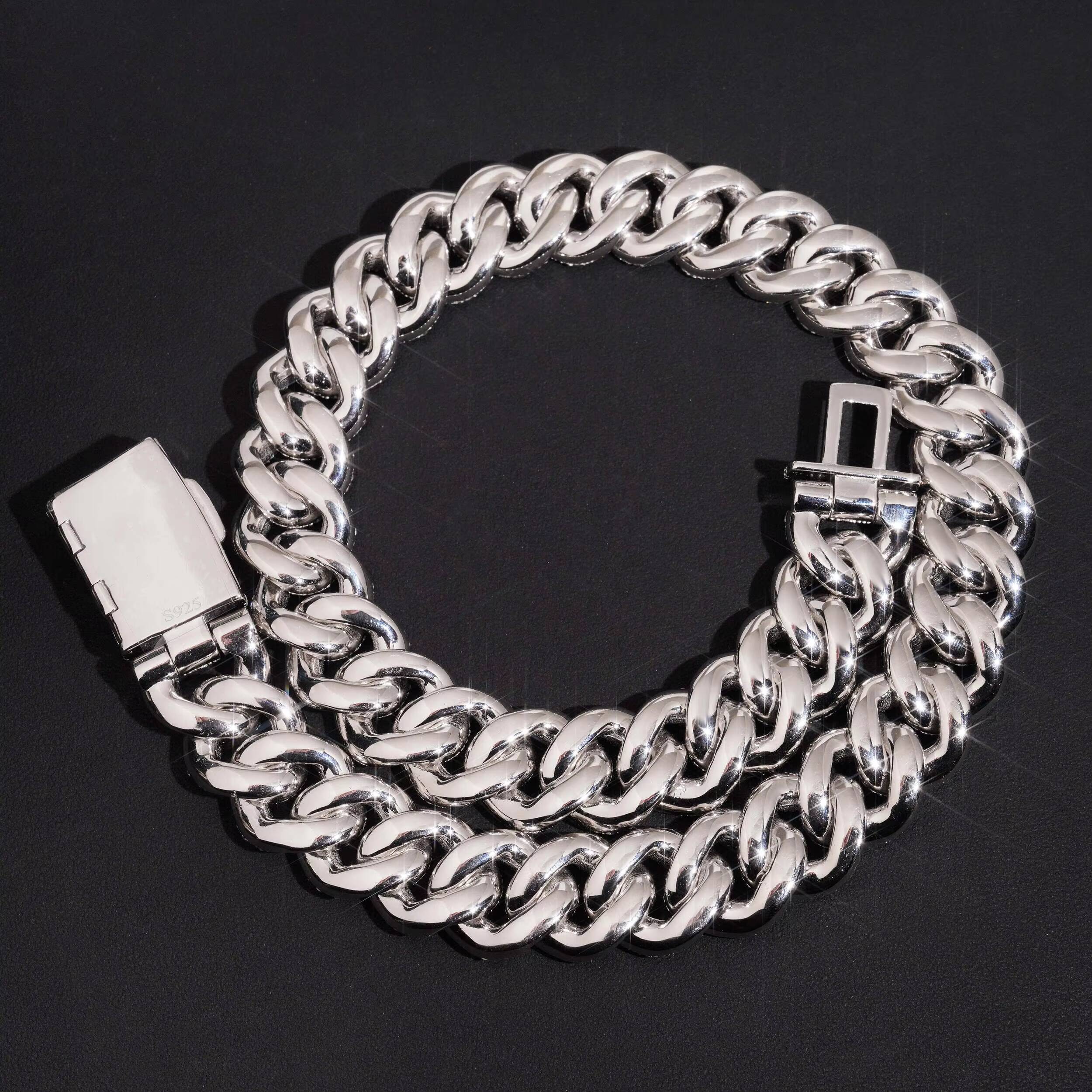 20MM Mosaic Setting Round Mix Baguette Cut Moissanite Diamond Iced Out Men Necklace Jewelry Cuban Chain Link Necklace