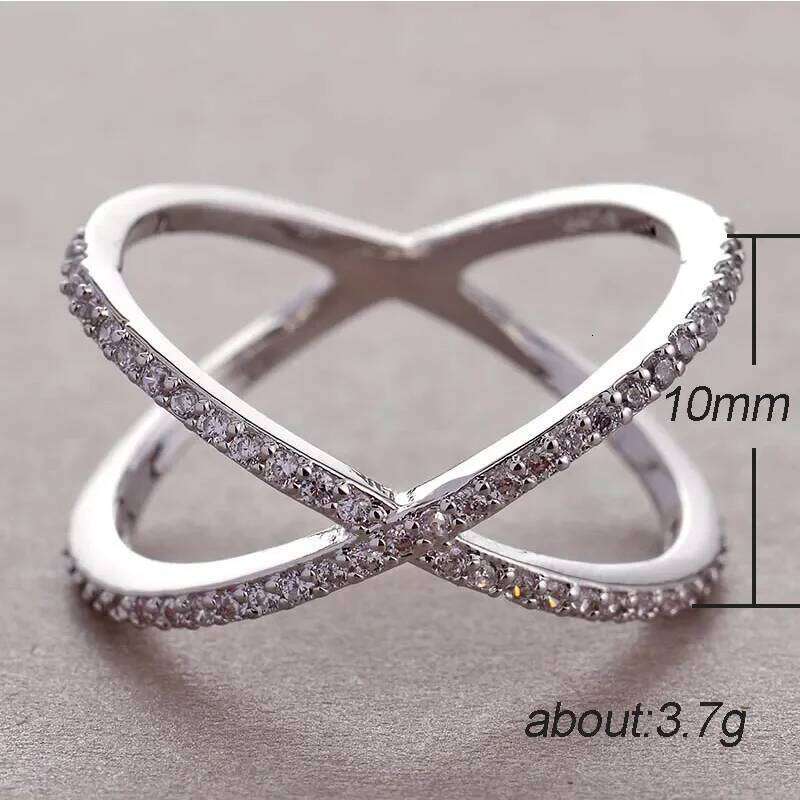 Trendy Cubic Zirconia Geometric Rings For Women Men X Shape Copper Ring Party Everyday Jewelry H260312