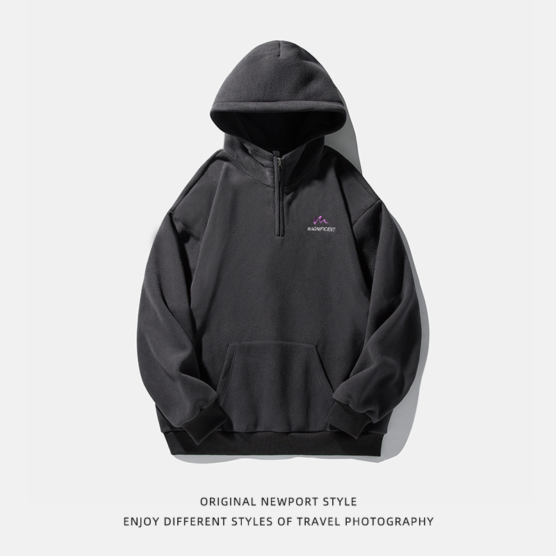 430G Heavyweight Fleece Half-zip Hoodie For Men Spring New Designer Hoodie Retro Texture Hoodie Jacket