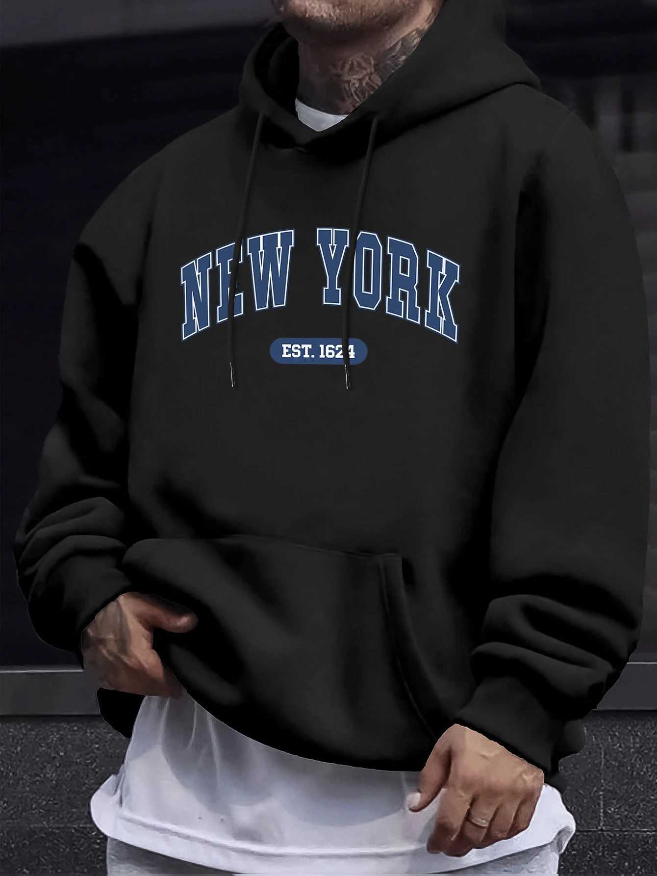 New York Creative Letter Print 12 Color Sweatshirt Male Long Sleeved Comfortable Hoodie Soft AutumnTop Street Casual Clothing M260312
