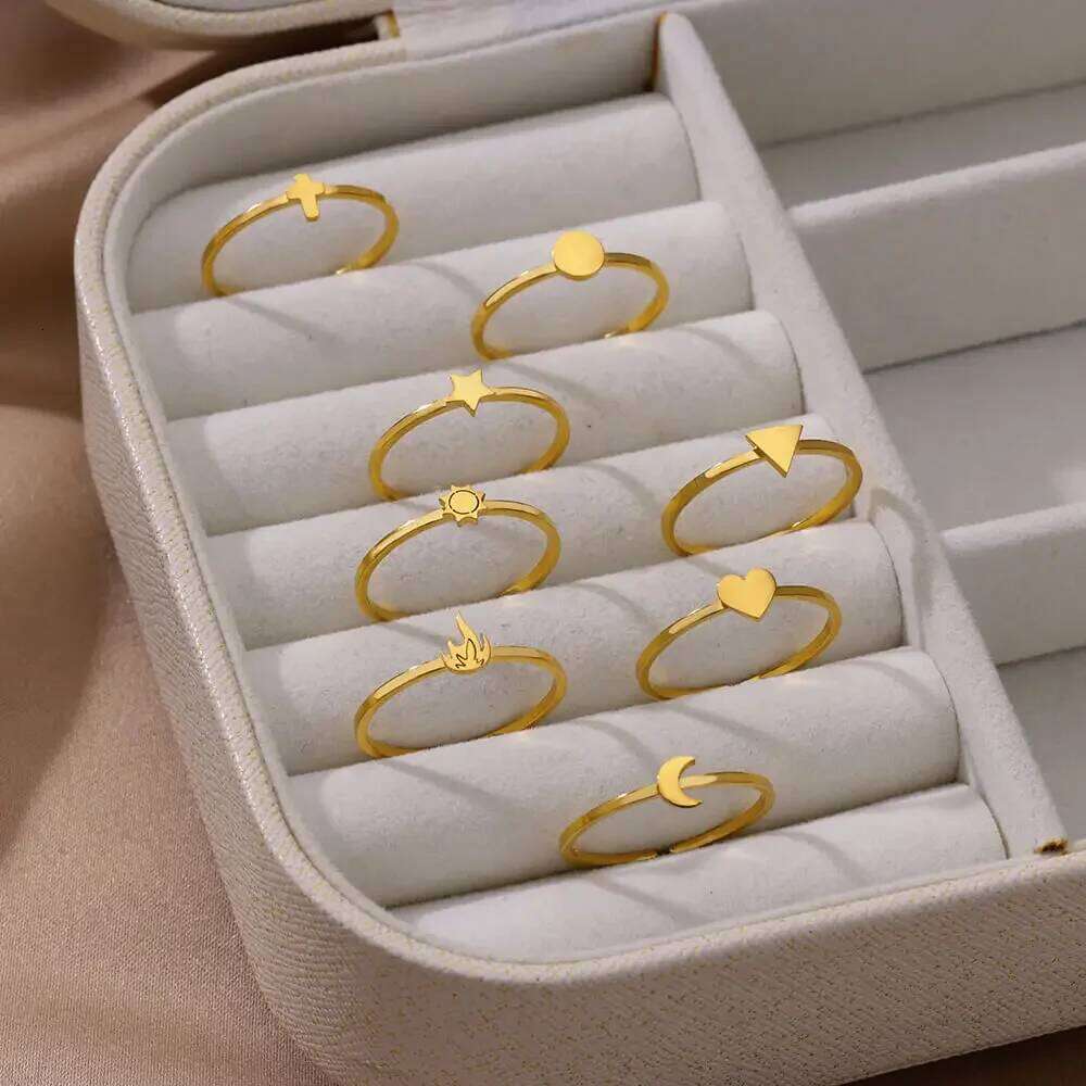 Simple Stainless Steel Rings For Women 2024 Gold Color Heart Open Adjustbale Thin Finger Ring Wedding Jewerly Gift H260312