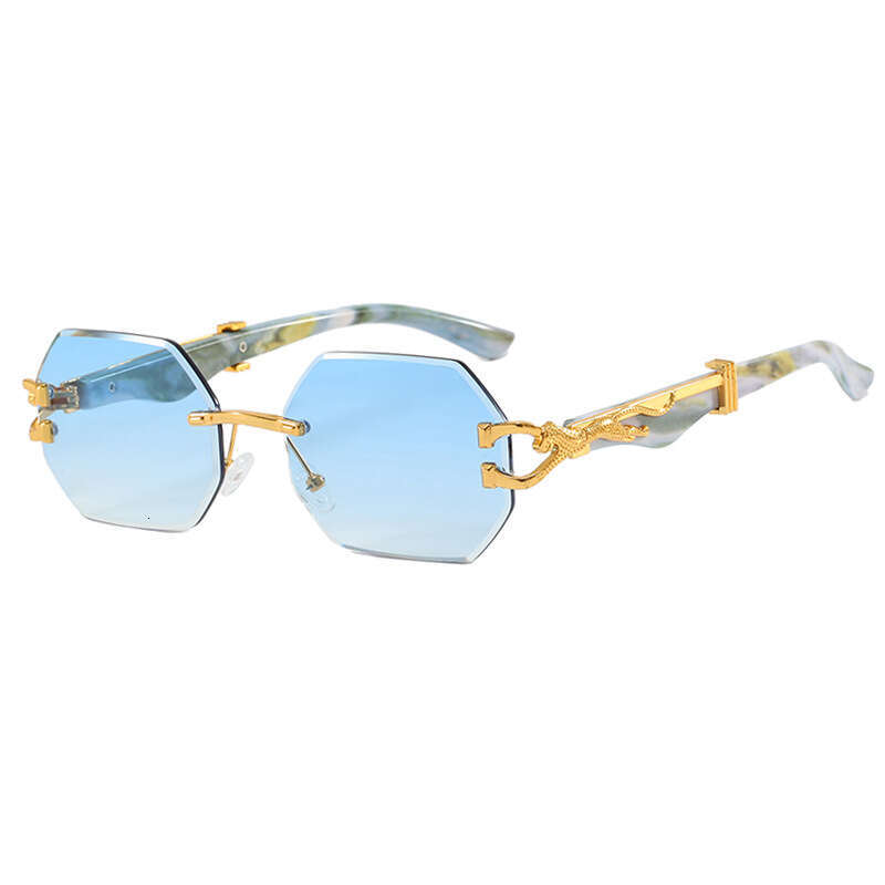 Leopard Head Frameless Polygonal Irregular European And American Cut Edge Ins Internet Celebrity Street Style Sunglasses