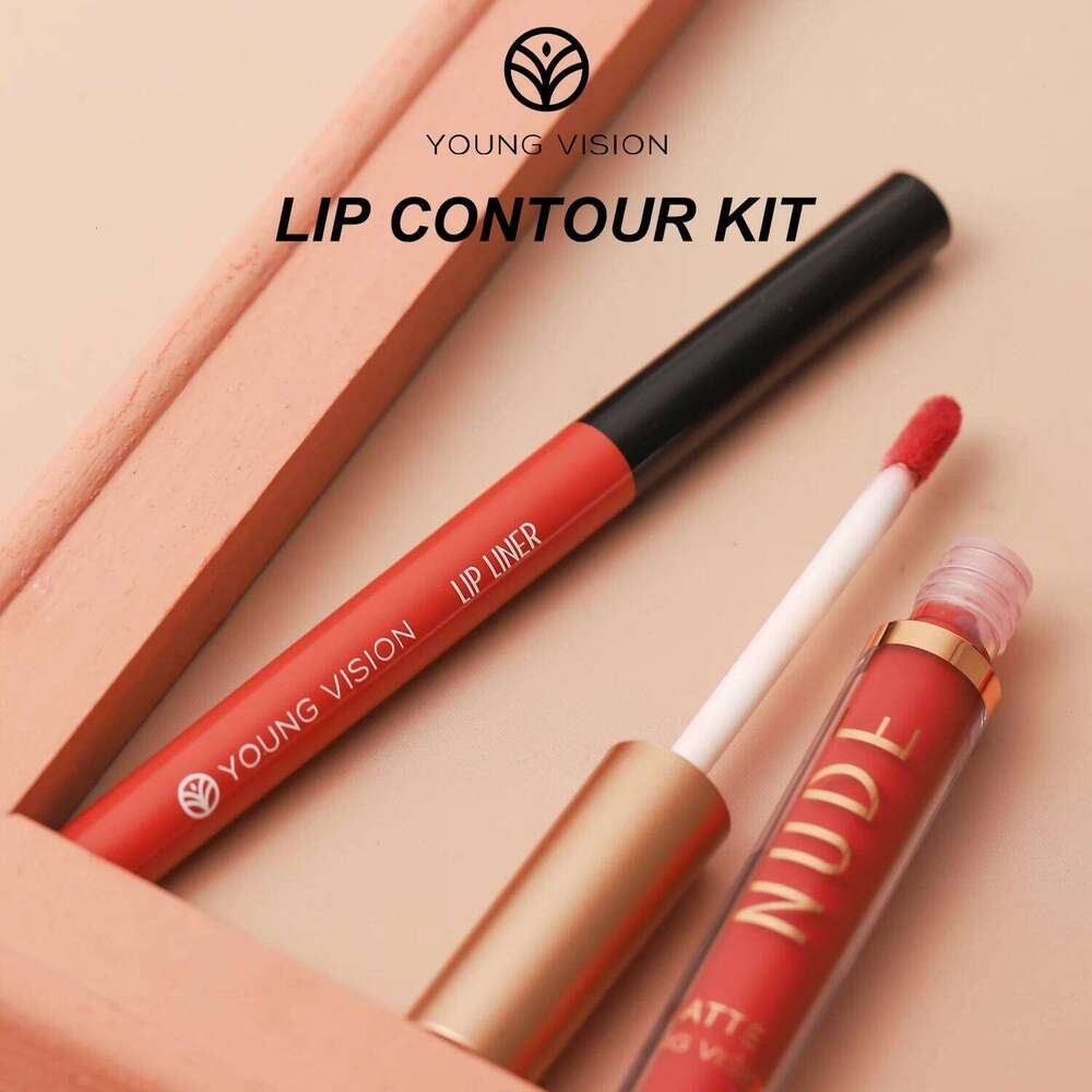 YOUNG VISION 2-color matte long-lasting color set waterproof anti-sweat non-stick cup gloss rotatable lip liner W260311