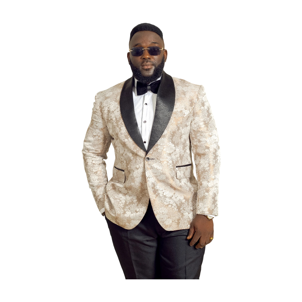 Vintage Men Suits 2 Pieces Shawl Lapel Blazer Tailor-Made Jacquard Jacket One Button Groom Prom Party Customized Coat Black Pants Plus Size