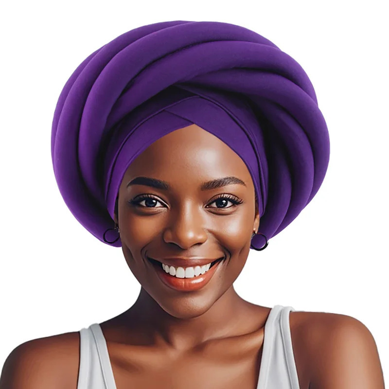 Women Ready African Auto Headtie Big Braid Sponge Turban Cap Head Wraps Elegant Nigerian Wedding Hat Hijabs Caps Headwear 260304