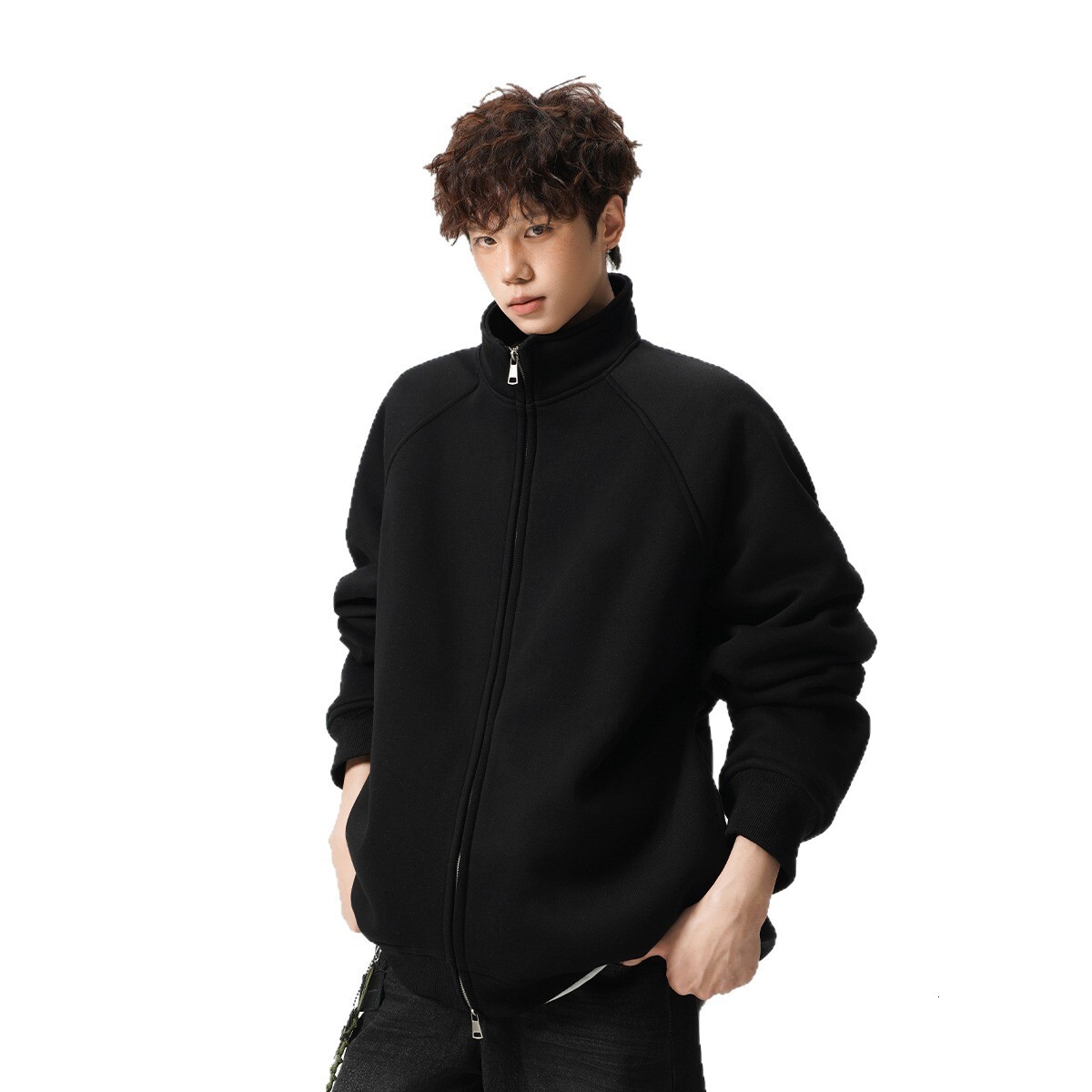 Heavy-duty Double-zipper Cardigan Sweatshirt For Men And Women Suitable For Spring Autumn And Designer Hoodie Winter Loose-fitting Sports Stand-up Col