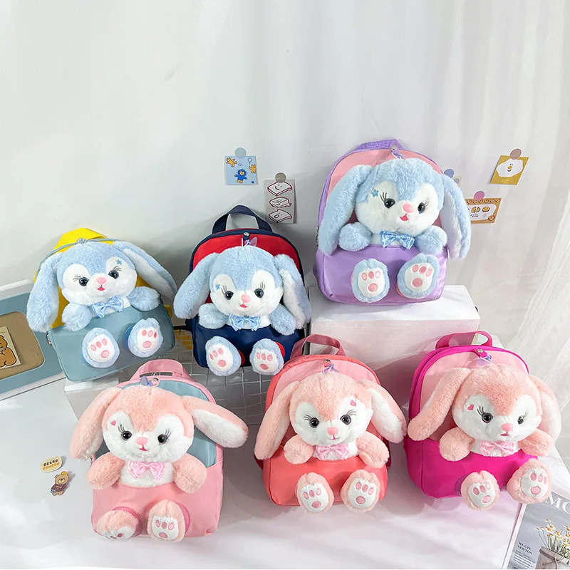 Plush 3D Rabbit Backpack for Boys Girls Kids Children SchoolBag Cute Bow Tie Cartoon School Bags Kindergarten Preschool Baby Bag 260311