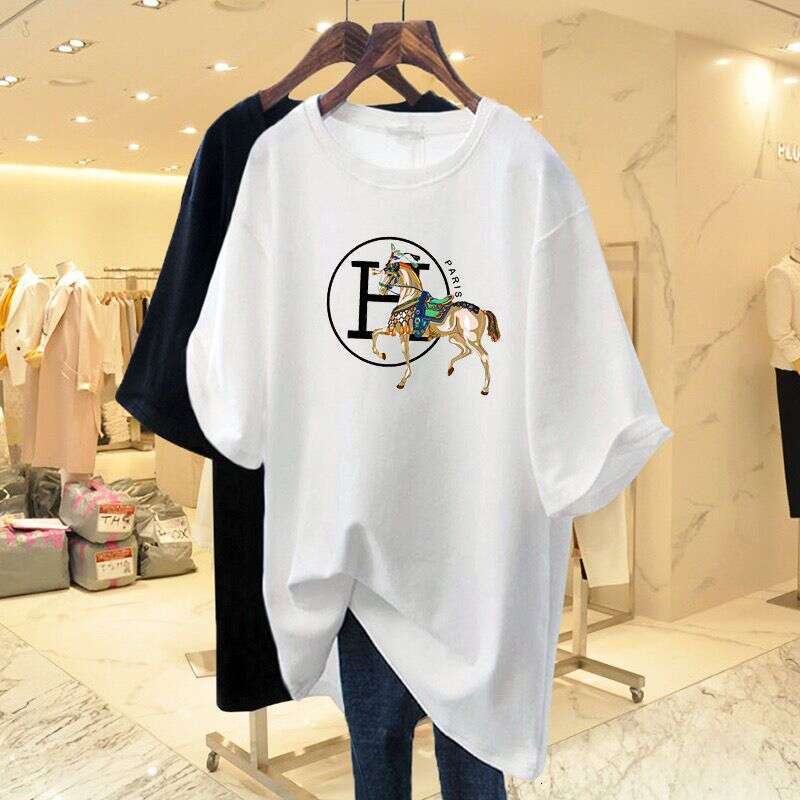 Pure Cotton Pink Letter Print Short-Sleeve T-Shirt For Women, Loose And Long Style Spring-Summer New European Style Oversized Trendy Top Ins Asia Size