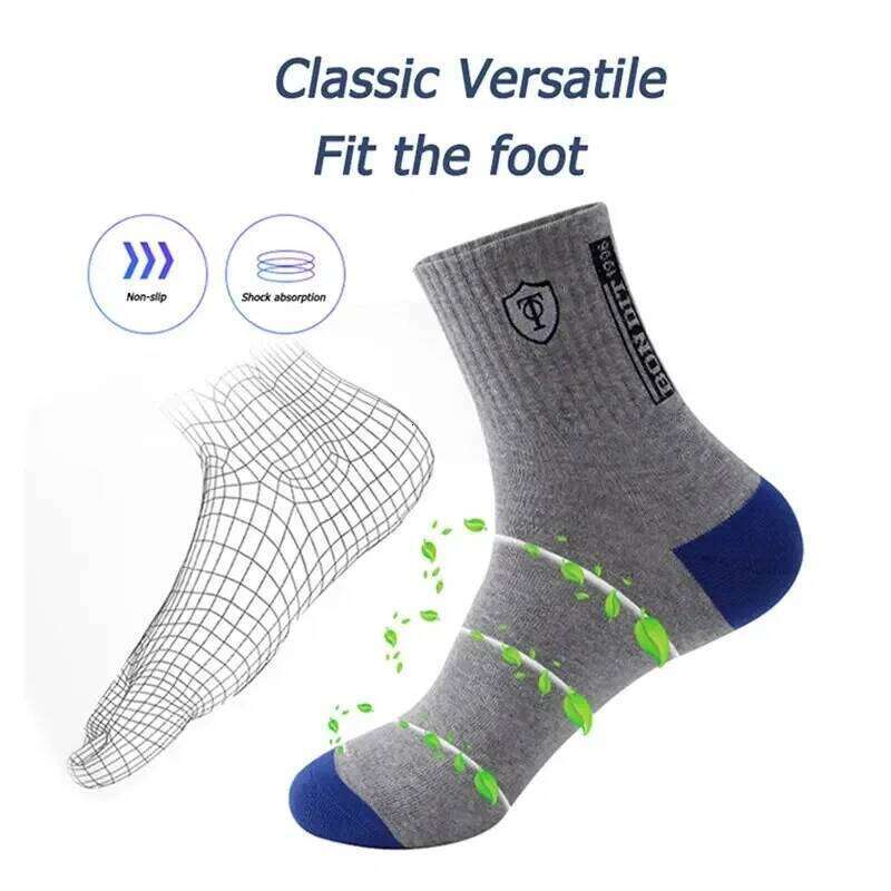 Hot sale Men's Sports 5 Pairs Summer Casual Sweat Absorbent Comfortable Thin Breathable Middle Tube Basketball Socks Z260312