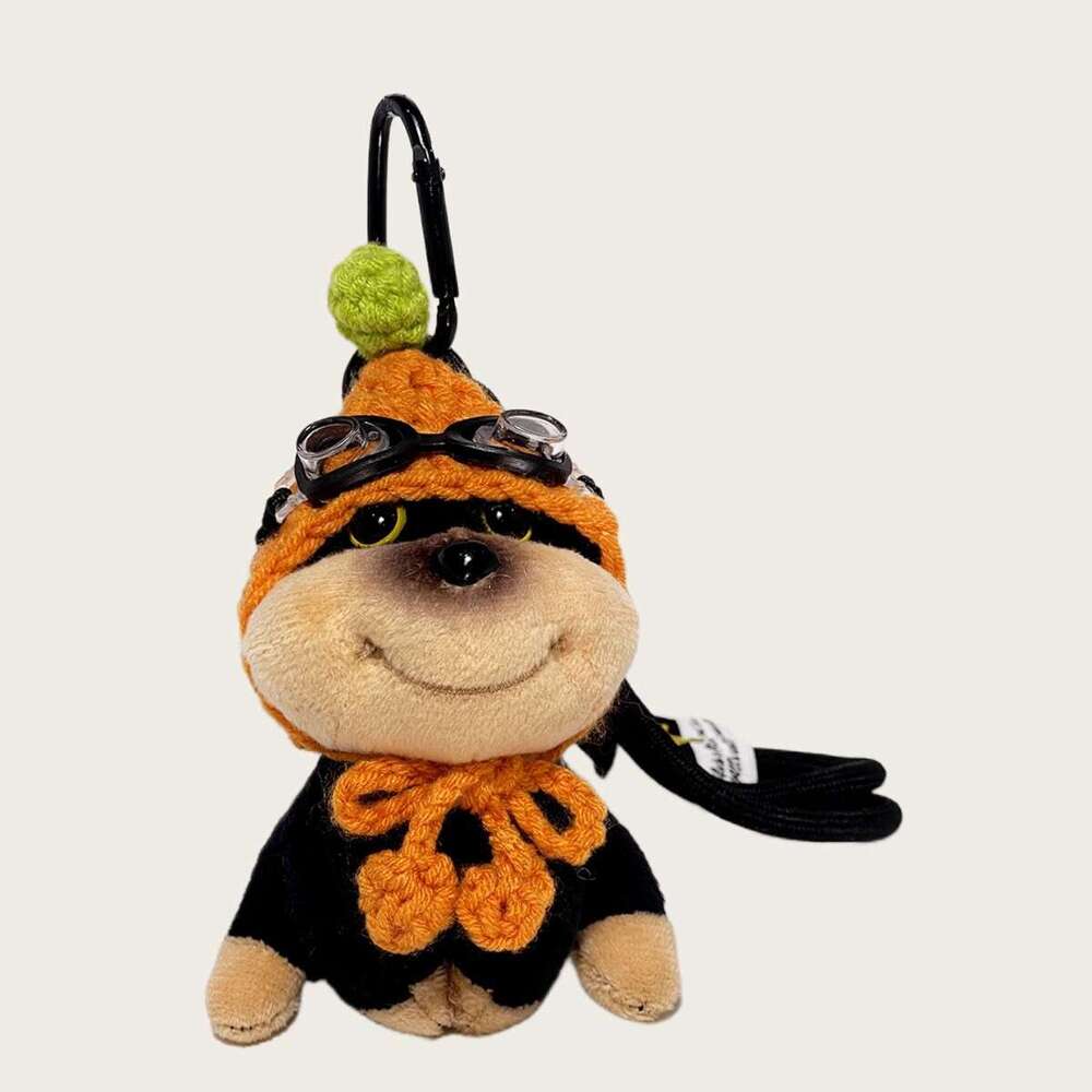Creative Hat Bee Puppy Backpack Pendant Plush Toy Keychain Couple Bag Decoration Gift