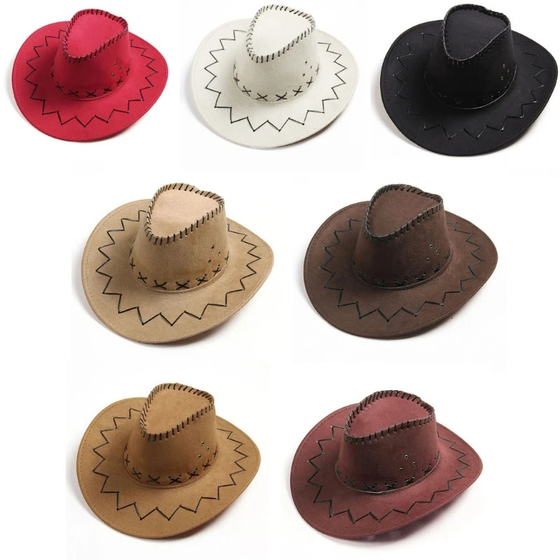 Kids Western Cowboy Hat Curved Brim Outdoor Toddler Sun Hat Children Birthday Gifts Vacation Cap Party Cosplay Hat 260309