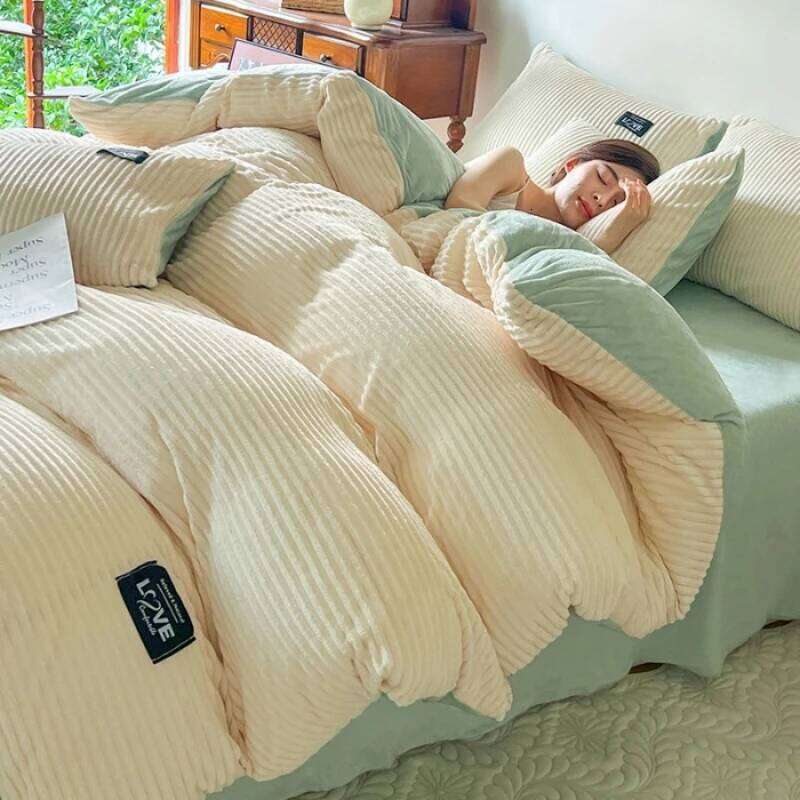 Thick Winter Solid Color Velvet Duvet Warmth Comforter Double Soft Quilt Cover Twin Queen King Bedding Set 150x200cm H260312