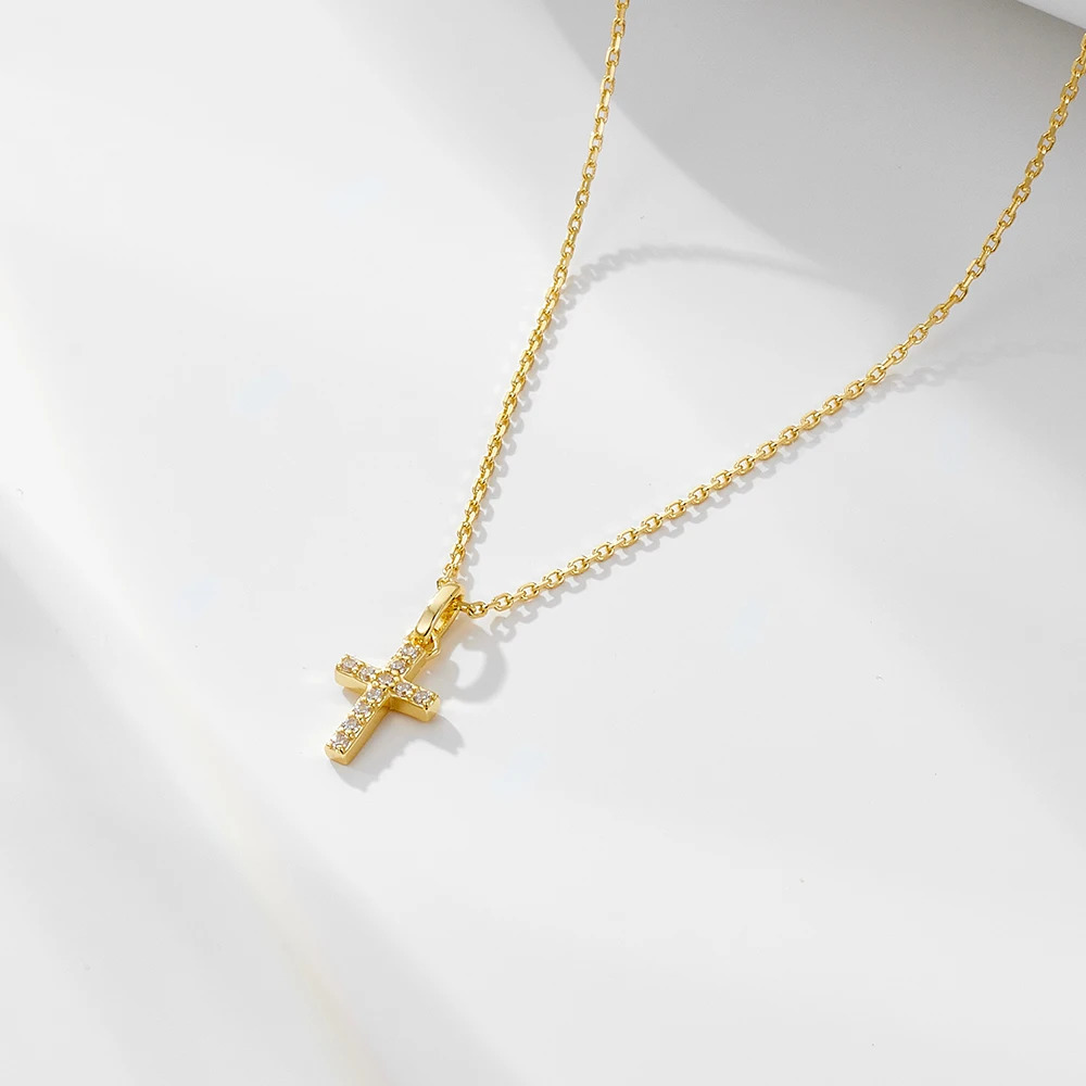 Delicate Cross 925 Sterling Silver Pendant Necklace Adjustable 260311
