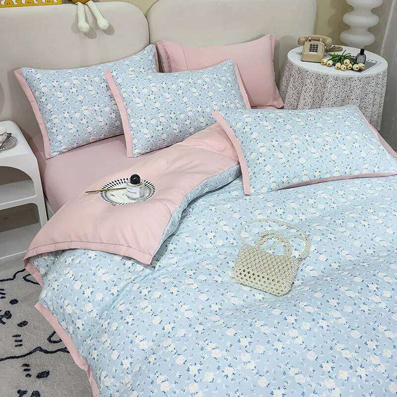 Class A Water-washed Cotton Bedding Four-piece Set Retro Style Double Large Quilt Cover Bed Sheet 2 Pieces Pillowcases H260312