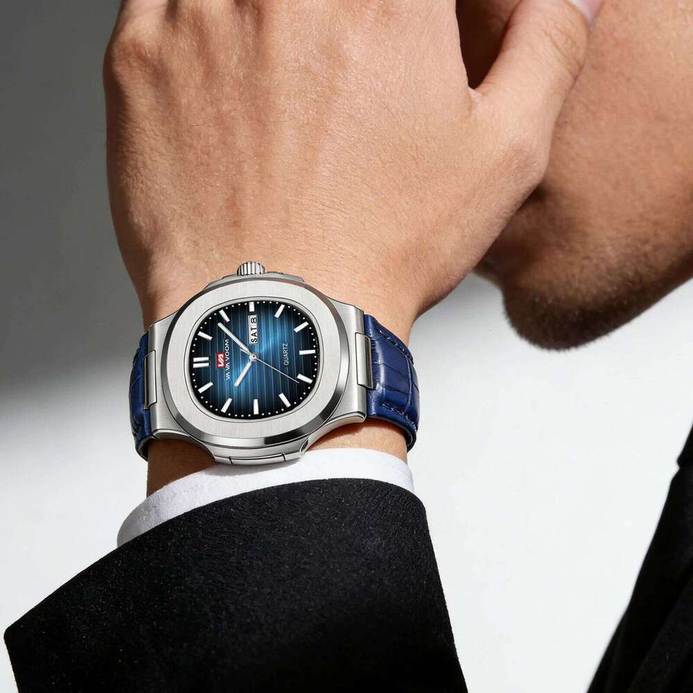 Luxury Men Quartz 40mm Black Leather Sports Clock Business Work Travel Leisure Military Waterproof 3Bar Couple Wrist Watch