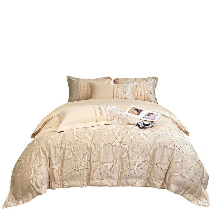 Light 100% Pure Cotton Four-piece Embroidery Quilt Cover Sheet Pillowcases Home Textile Bedding Set 1.8m 2m Bed H260312