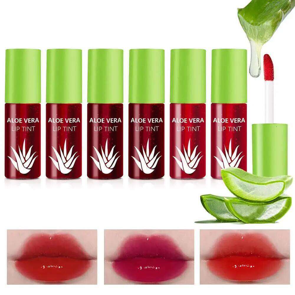6 Color Set Plumping Liquid Lipstick Aloe Vera Watery Stain Gloss Multi-use Moisturizing Lip & Cheek Tint W260311
